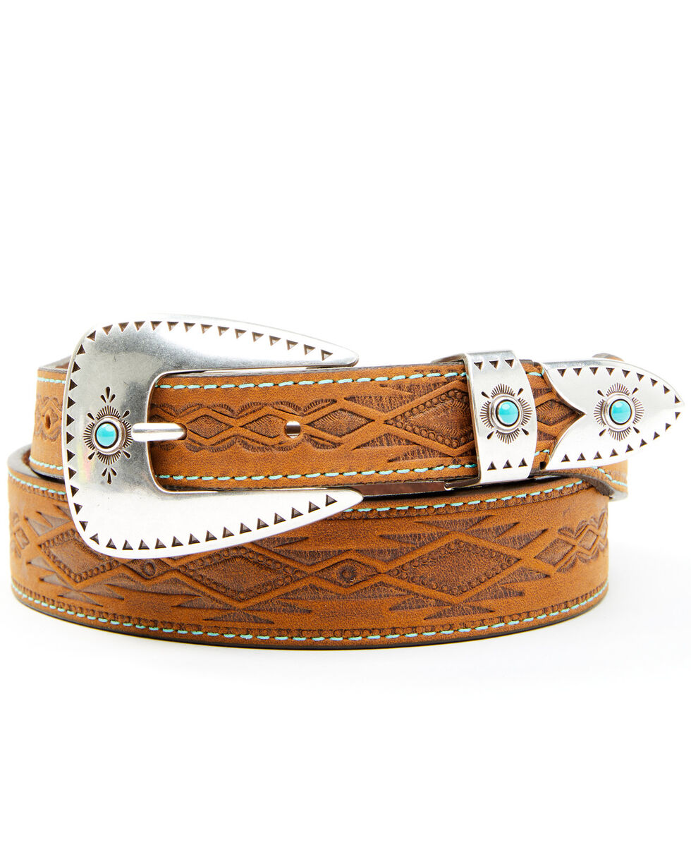 BBBelts Women 3/4 Brown Braided Silver & Gold Studs Oval Buckle Leather Belt 